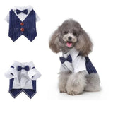 Gentleman Dog Clothes Dog Wedding Outfit Cute Tailcoat Pet Suit Striped Dog Tuxedo Bow Tie French Bulldog Halloween Costume