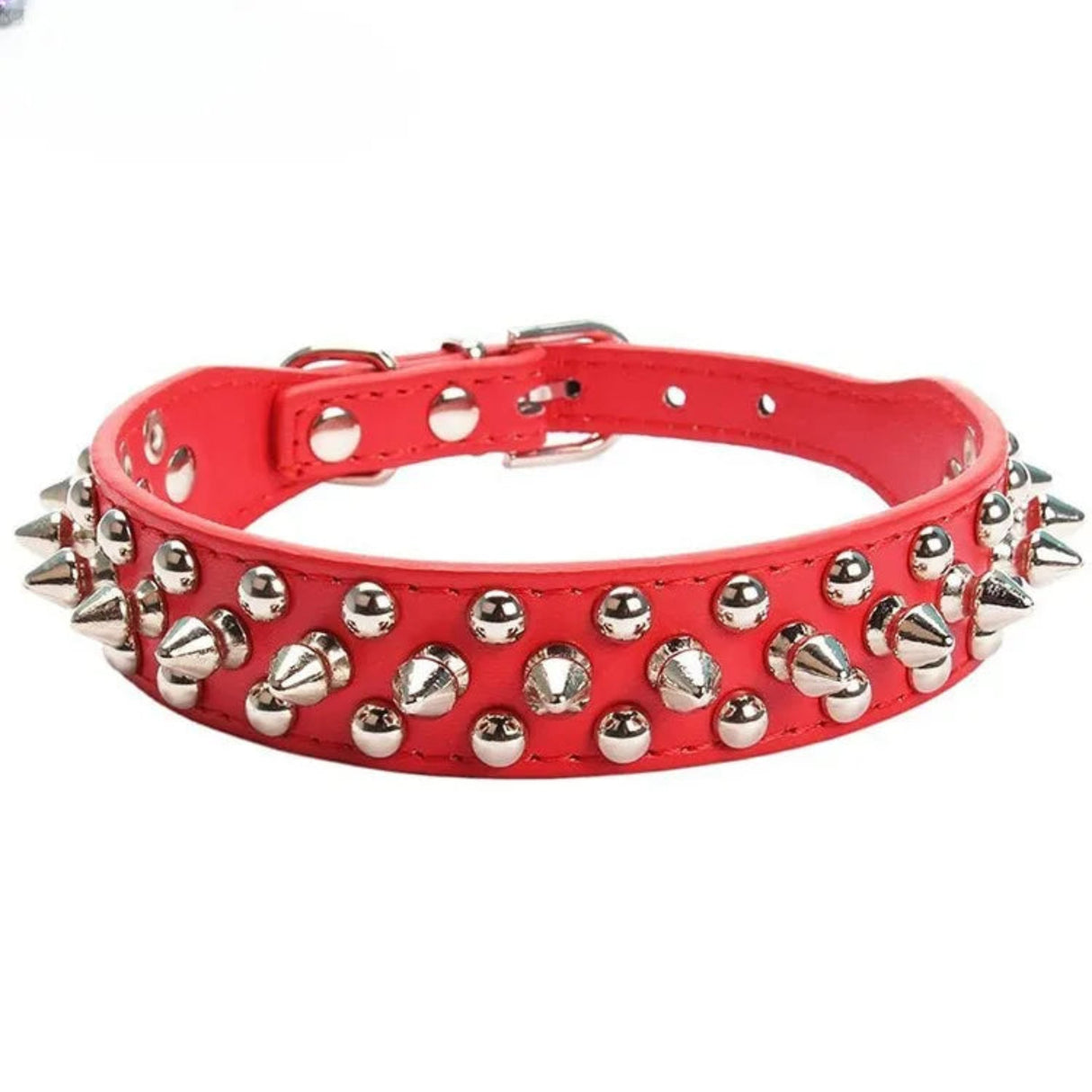 Collar de cuero ajustable para mascotas, correa para el cuello, suministros de cuero PU, collar con púas y remaches punk, collares para mascotas para perros pequeños y gatos 