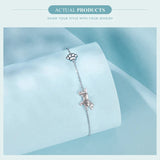 WOSTU Solid 925 Sterling Silver Cute Cat Dog Bracelet For Women Pet Paw Links Girl dachshund Charm Chains Daughter Birthday Gift