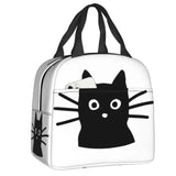 Custom Black Cat Lunch Bag Women Warm Cooler Insulated Lunch Container Box for Student School Work Picnic Food Tote Bags