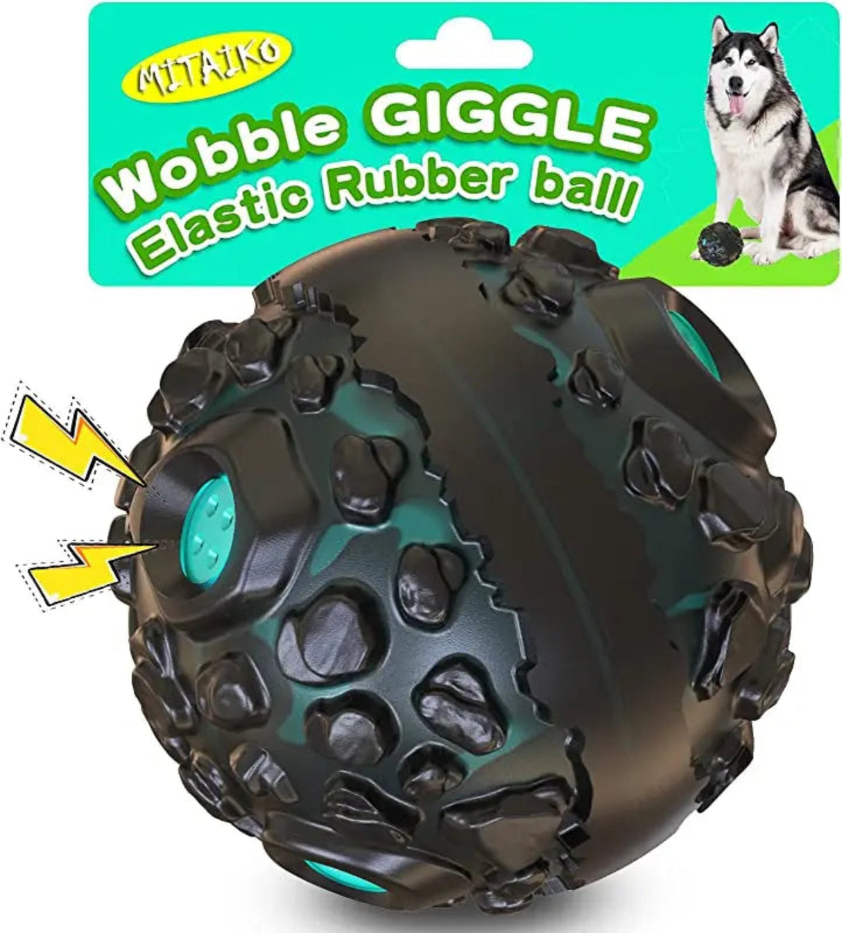 Pelota de juguete para perros, pelota interactiva para buscar, con divertido sonido chirriante y risita, duradera para perros pequeños, medianos y grandes, elástica no tóxica