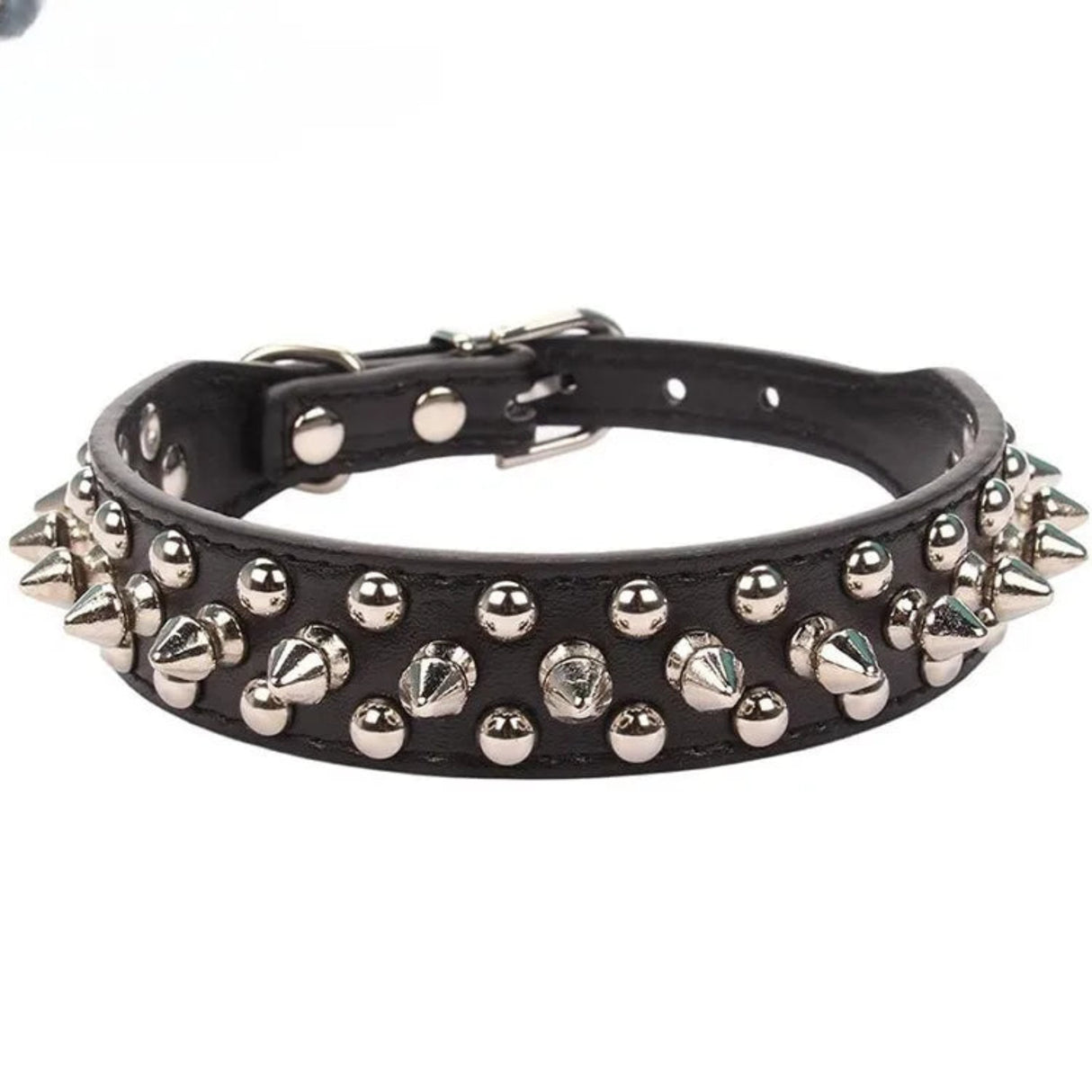 Collar de cuero ajustable para mascotas, correa para el cuello, suministros de cuero PU, collar con púas y remaches punk, collares para mascotas para perros pequeños y gatos 