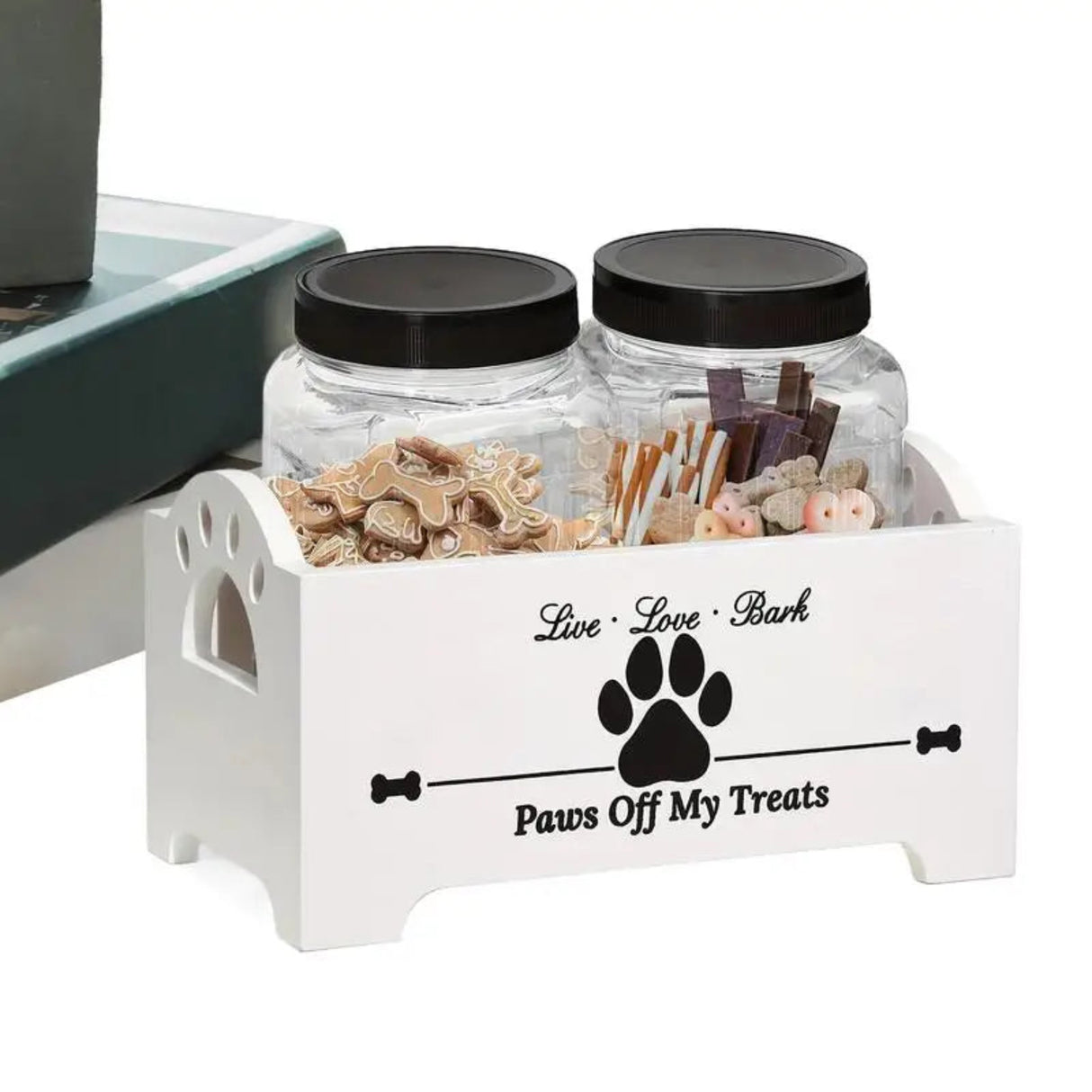 Dog Treat Container Wooden Puppy Cookie Holder Multifunctional Airtight Dog Food Storage Container Dog Stuff Organizer For Dog