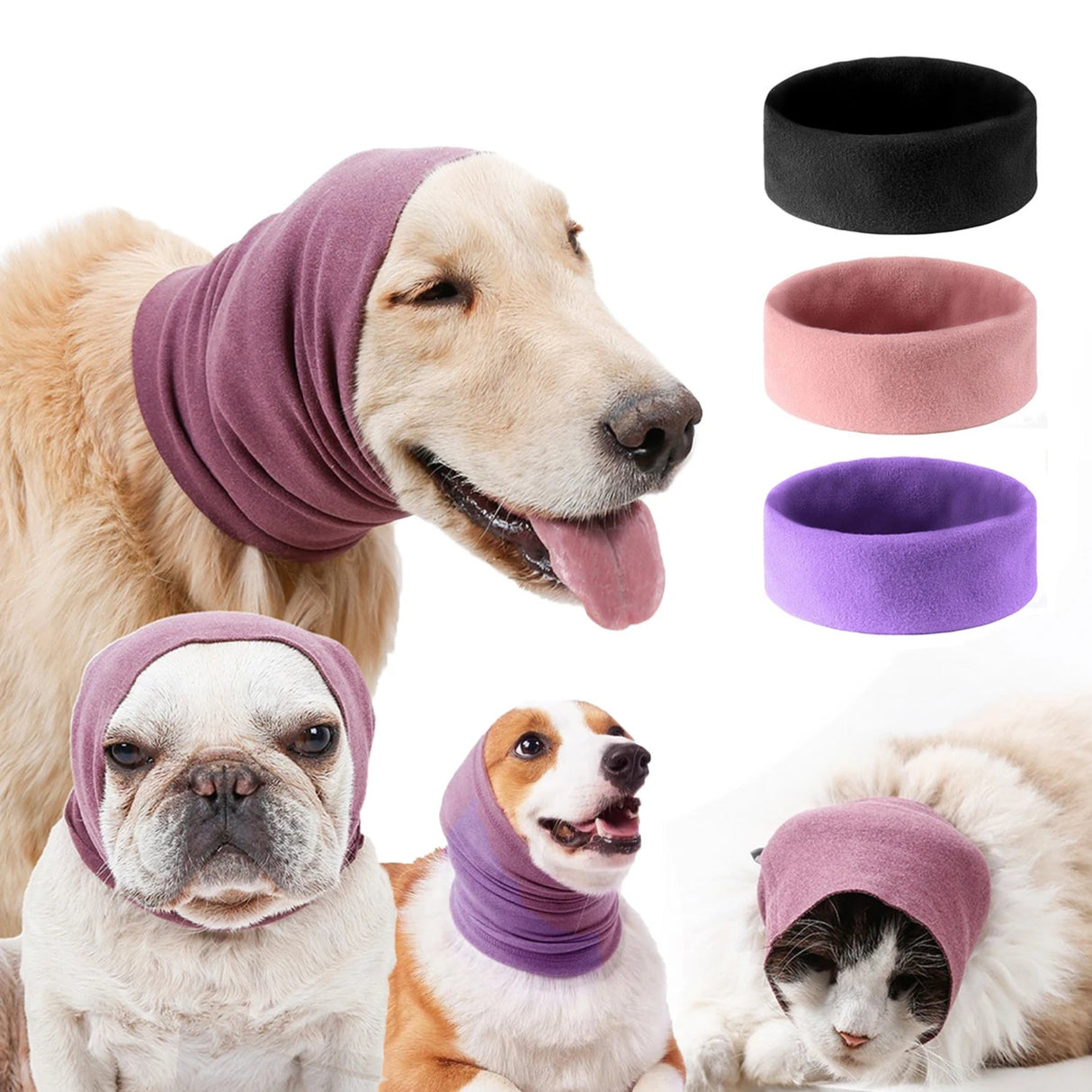 Dog Grooming Earmuff Warm Headband Ear Cover Neck Hat Noise Cancel Scarf Collar Soundproof Anxiety Pet Bath Quiet Dry HeadSleeve