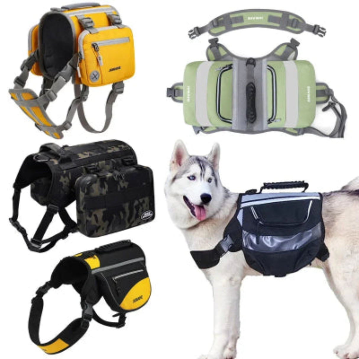 Pet Supplies Outdoor Dog Backpack Oxford Fabric Double Snack Bag Medium Large Dog Tactical Bag Waterproof Reflective Saddle Bag