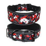 Cómodo collar para perros acolchado de neopreno con estampado reflectante de moda, collar ancho para mascotas, collar de entrenamiento para perros de nailon resistente y ajustable 