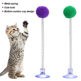 Random Color Cat Feather Spring Ball Toy with Suction Cup Interactive Cat Teaser Wand Cat Toy Cat Scratcher Toy Cat Supplies