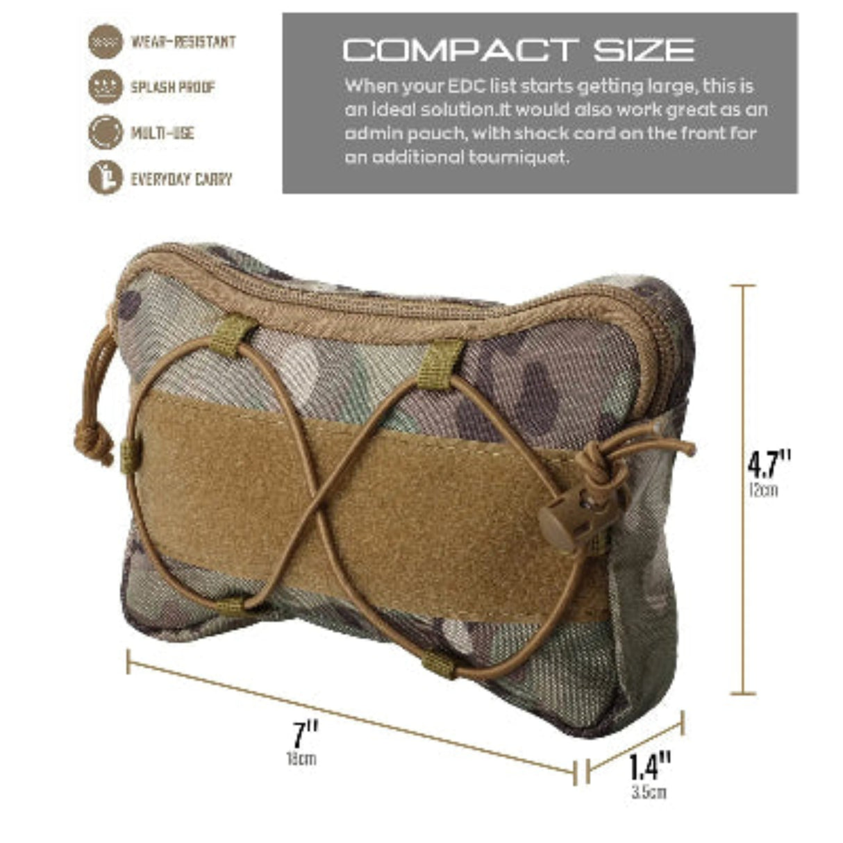 Tactical K9 Side Bag Small Horizontal Molle Pouch for Service Dog Harness Tactical Dog Vest Attachment Saddlebag Bone Shape