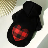 Pet autumn and winter love plaid hoodie for small, medium and large dogs,  cats, clothes