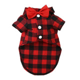 Bowtie Dog T-Shirts Classical Plaid Thin Breathable Summer Dog Clothes for Small Large Dogs Puppy Pet Cat Vest Pets Clothing