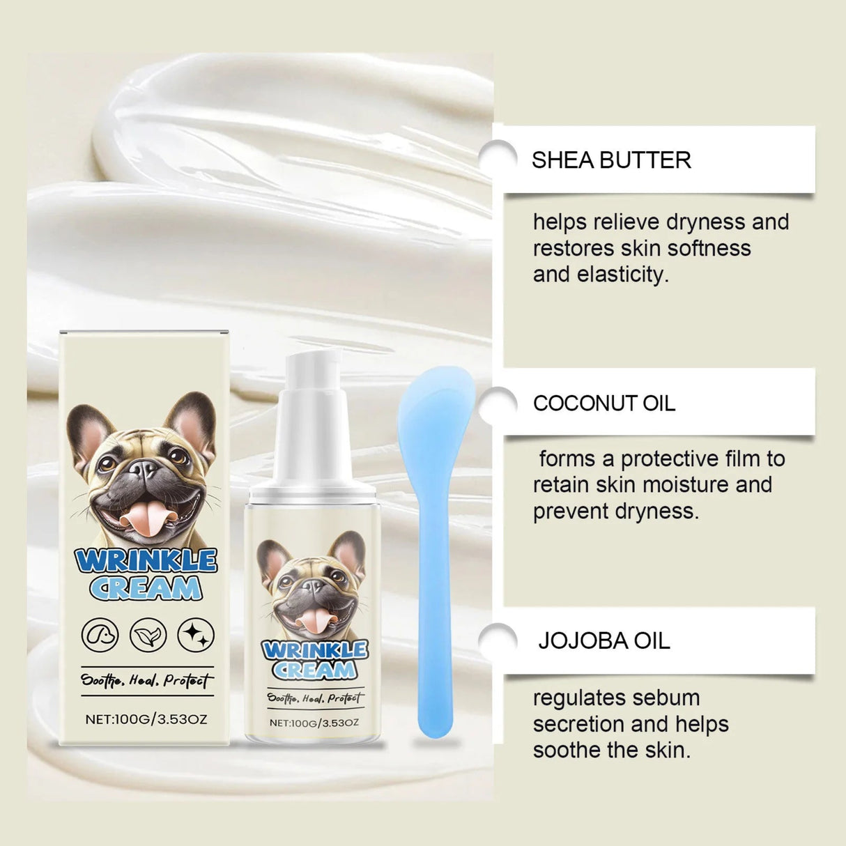 Wrinkle Cream Moisturizing Paste For Dogs Anti-Itch Cream For Dogs Moisturizing Cream Relieves Dry And Itchy Skin 1pc，100G