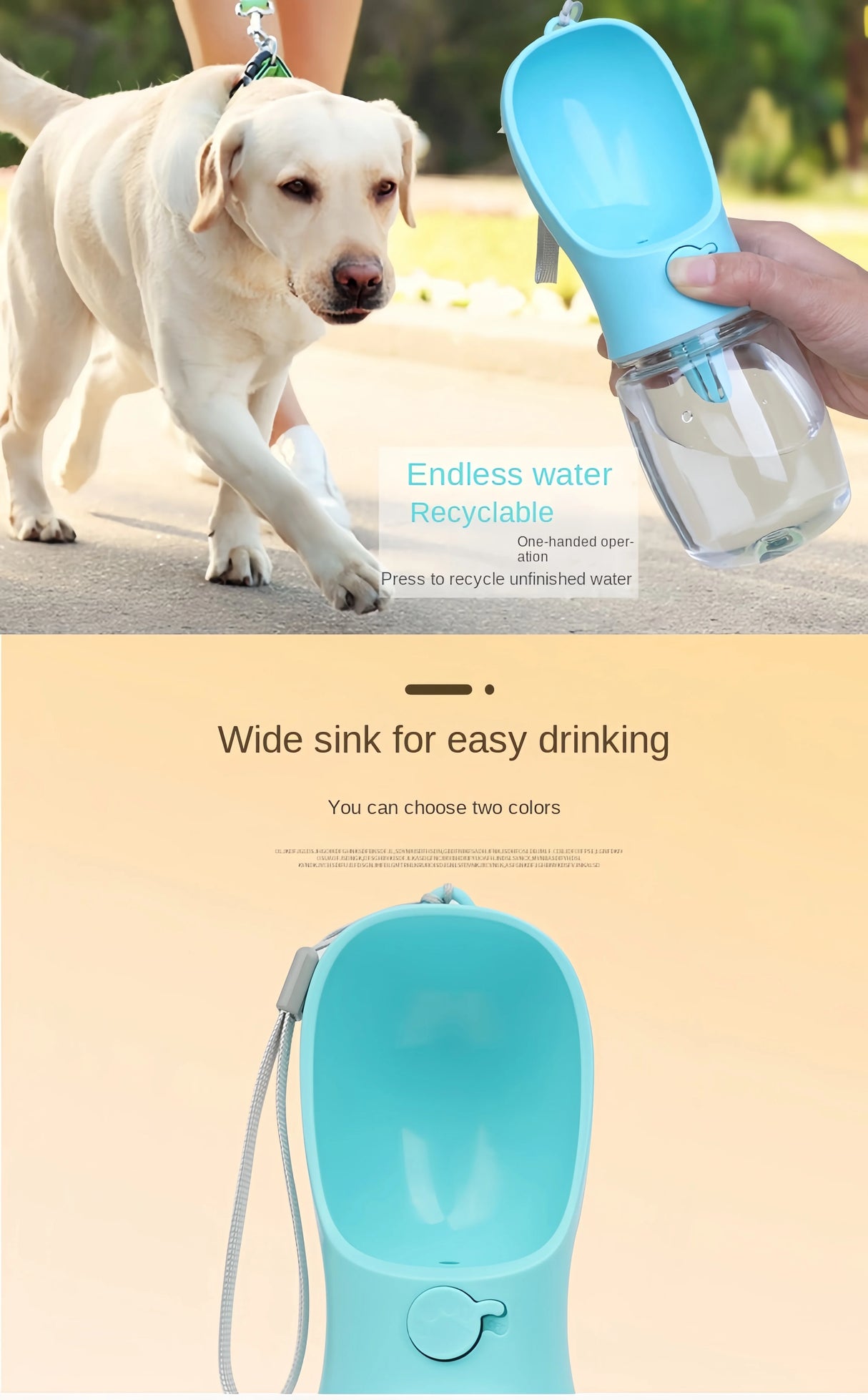 Botella de agua portátil para perros y gatos con contenedor de almacenamiento de alimentos y agua para cachorros, comedero para perros, suministros para viajes al aire libre para mascotas