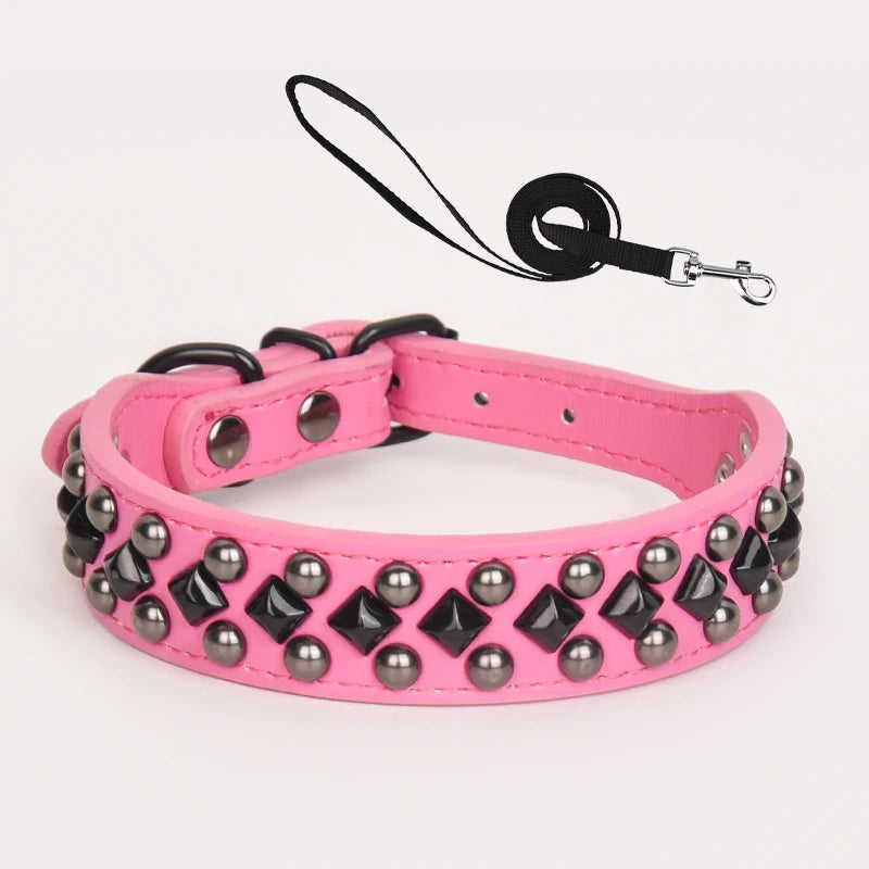 ECP037S Pet Dog Collar Durable Collar and Leashes Rivet Collar Set for Small Medium Large Dogs