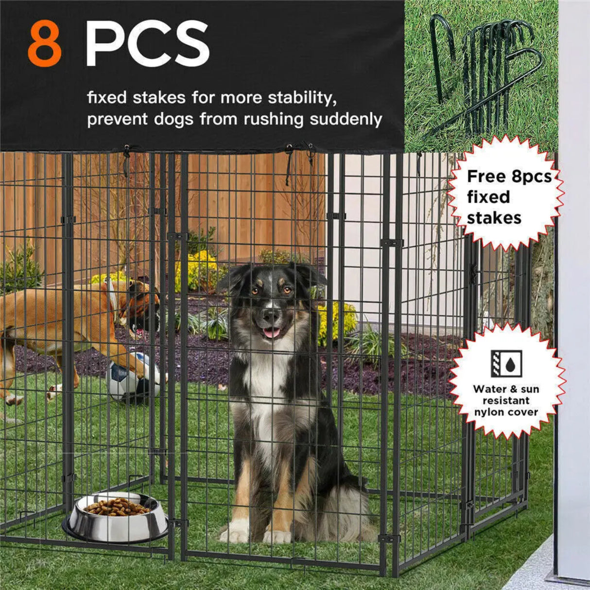 Oversize Dog Cage, Pet Run Enclosure, Playpen with Roof, for Outdoor Pet Kennel, High Fence