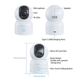 ZOSI Indoor Pan/Tilt Smart Security Camera C518 2K 360 Degree Baby Pet Monitor 2.4G/5G Dual-Band WiFi Home Cam with Phone APP