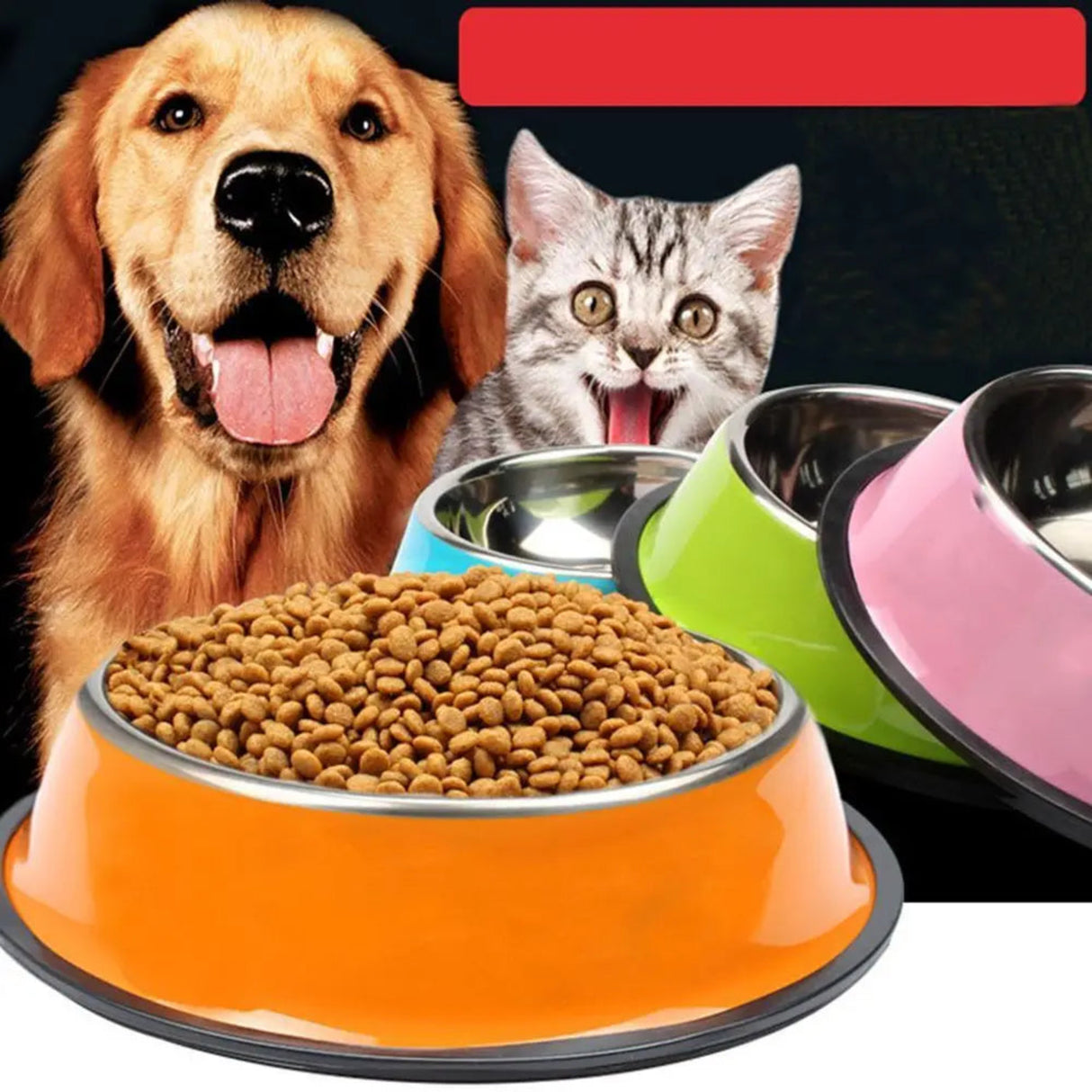 Cuencos antideslizantes para perros de acero inoxidable de 200/400/600 ml, recipiente para beber agua y comida para cachorros, comederos para mascotas, accesorios para perros