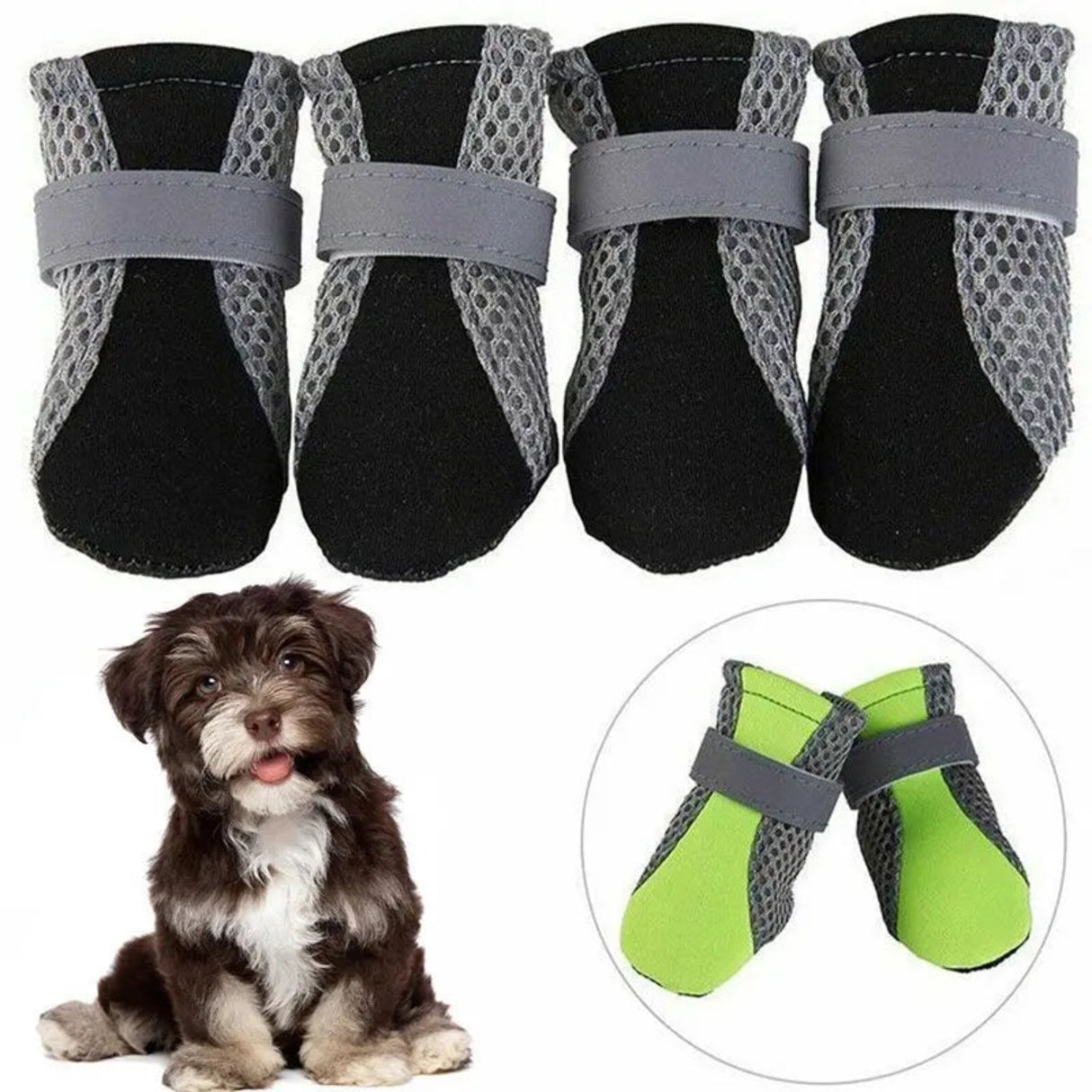 Zapatos transpirables para mascotas, impermeables, para caminar al aire libre, suaves, de verano, botas reflectantes de seguridad nocturna para perros pequeños y medianos 