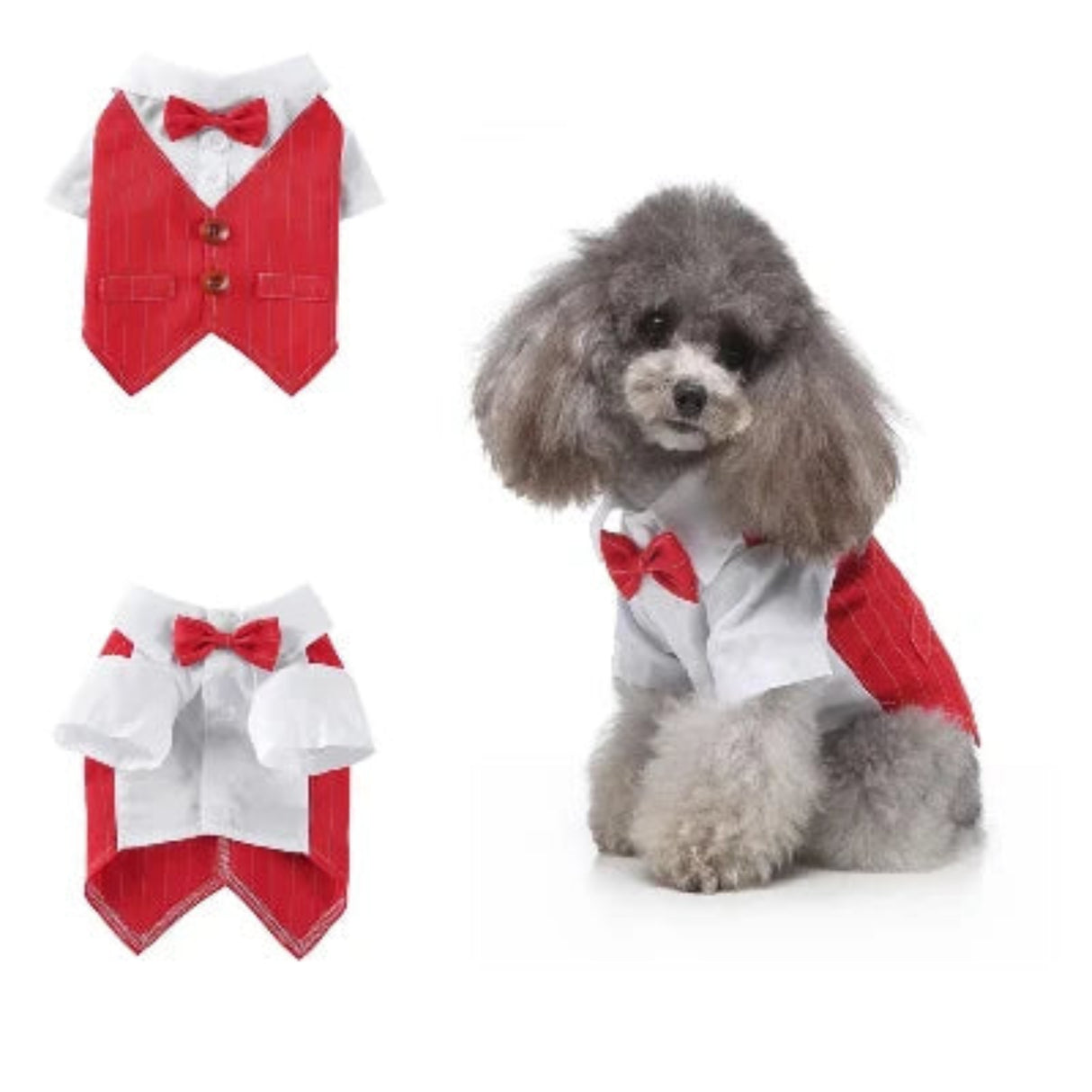 Ropa para perros de caballero, traje de boda para perros, lindo frac, traje para mascotas, esmoquin a rayas para perros, pajarita, disfraz de bulldog francés para Halloween 