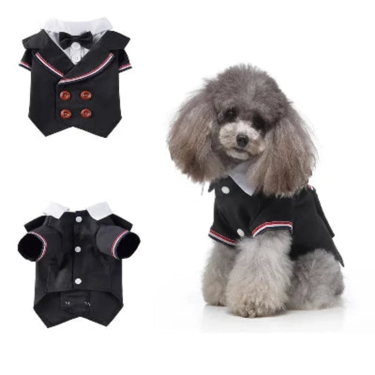 Ropa para perros de caballero, traje de boda para perros, lindo frac, traje para mascotas, esmoquin a rayas para perros, pajarita, disfraz de bulldog francés para Halloween 