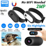 HD 1080P Wireless Collar Camera No WiFi Needed Dog Cat Pet Camera Collar Sport/Action Camera Video Records with 32G Card for Cat