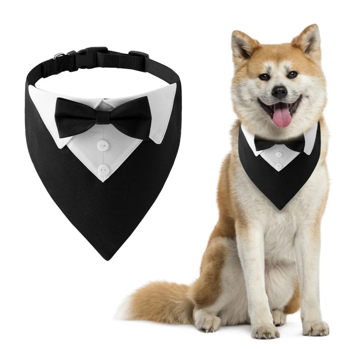 Sucado - Collar de perro con pajarita, esmoquin, bandana, ajustable, formal, triangular, para boda, cumpleaños, disfraces, fiestas de cosplay 