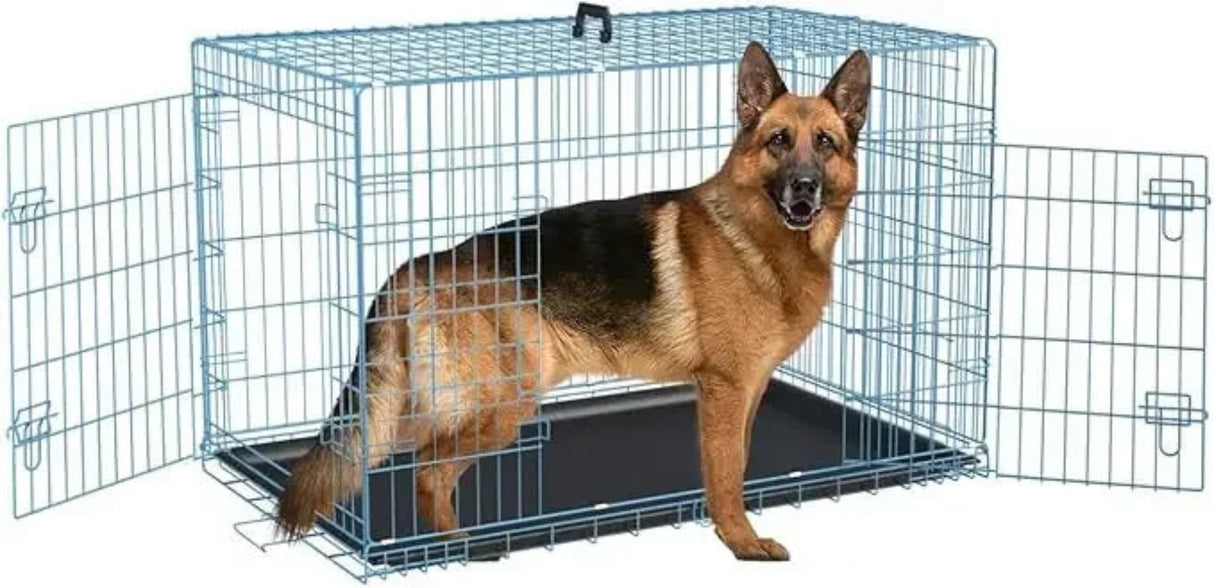 48 Inch Dog Crate Dog Cage for Large Dogs Folding Mental Wire Dog Kennel Outdoor and Indoor with Double-Door Divider Panel