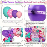 103Pcs Dog Paw Balloons  Balloon Birthday Balloons Garland Arch Kit for Boys Girls Pink Theme Birthday Party Decorations