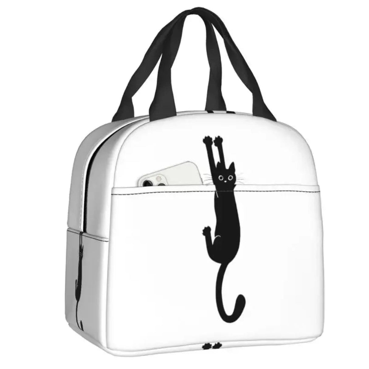 Custom Black Cat Lunch Bag Women Warm Cooler Insulated Lunch Container Box for Student School Work Picnic Food Tote Bags