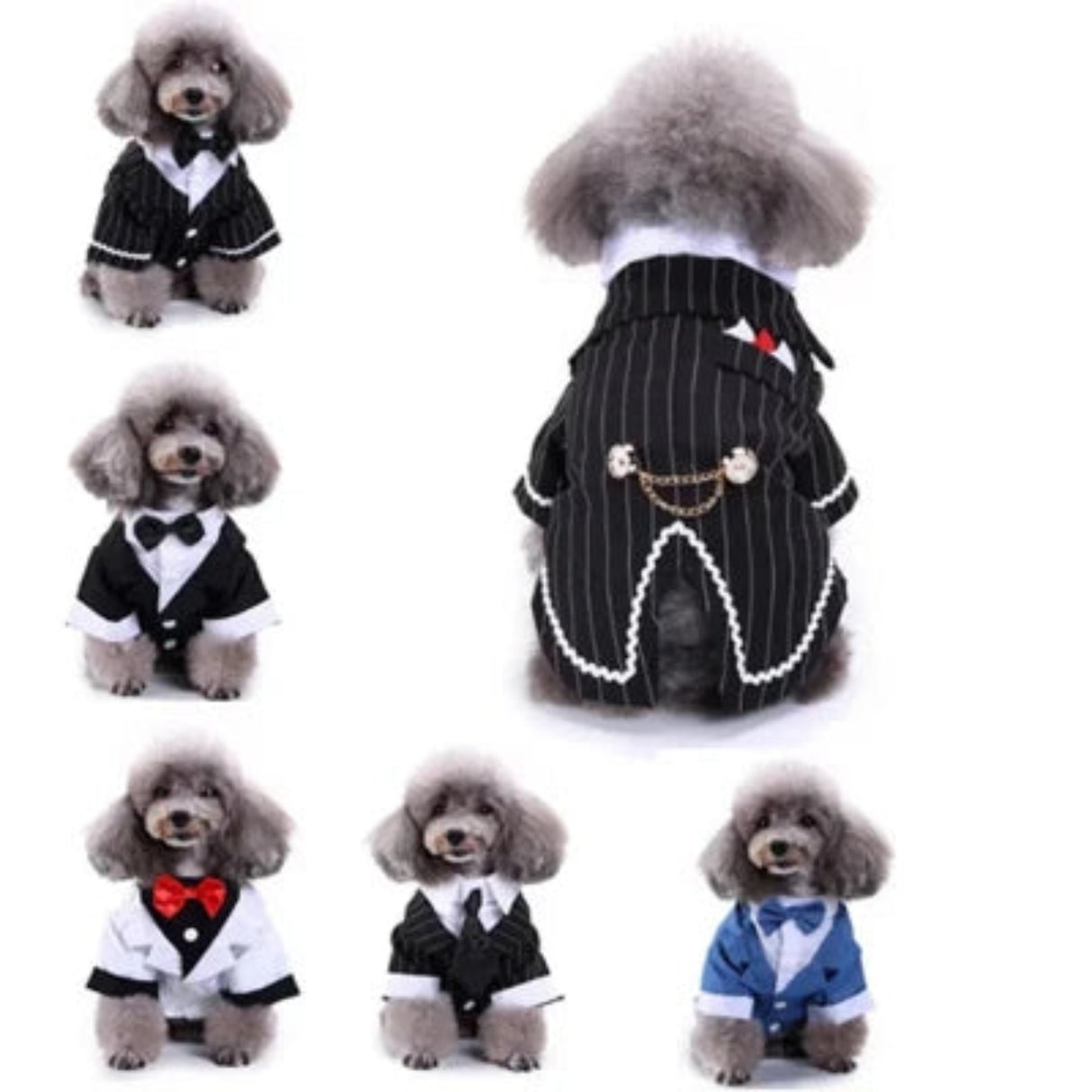 Ropa para perros de caballero, traje de boda para perros, lindo frac, traje para mascotas, esmoquin a rayas para perros, pajarita, disfraz de bulldog francés para Halloween 