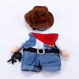 TONG Pet Dog Cat Costume Cowboy Jeans Hoodie Shirts Cowboy Cat Dog Costume with Hat Dog Clothes Halloween Costumes for Cat