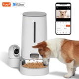 Wi-Fi Enabled 4L Pet Feeder for Cats and Dogs, APP Control, Stainless Steel Bowls, Low Food Alarm, Smart Life