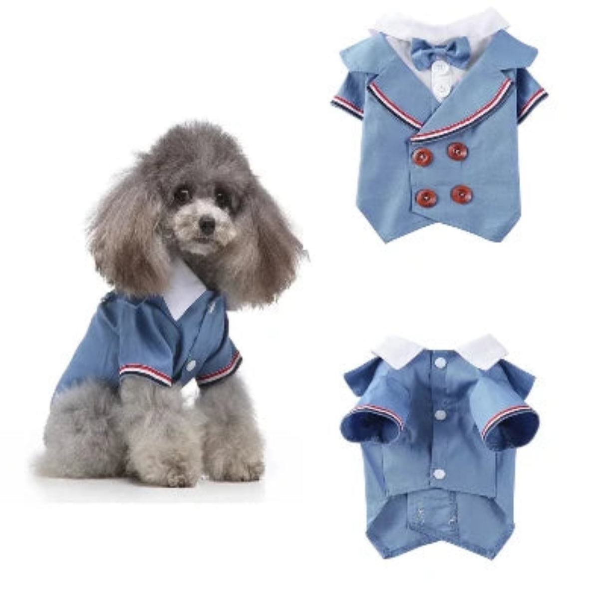 Ropa para perros de caballero, traje de boda para perros, lindo frac, traje para mascotas, esmoquin a rayas para perros, pajarita, disfraz de bulldog francés para Halloween 