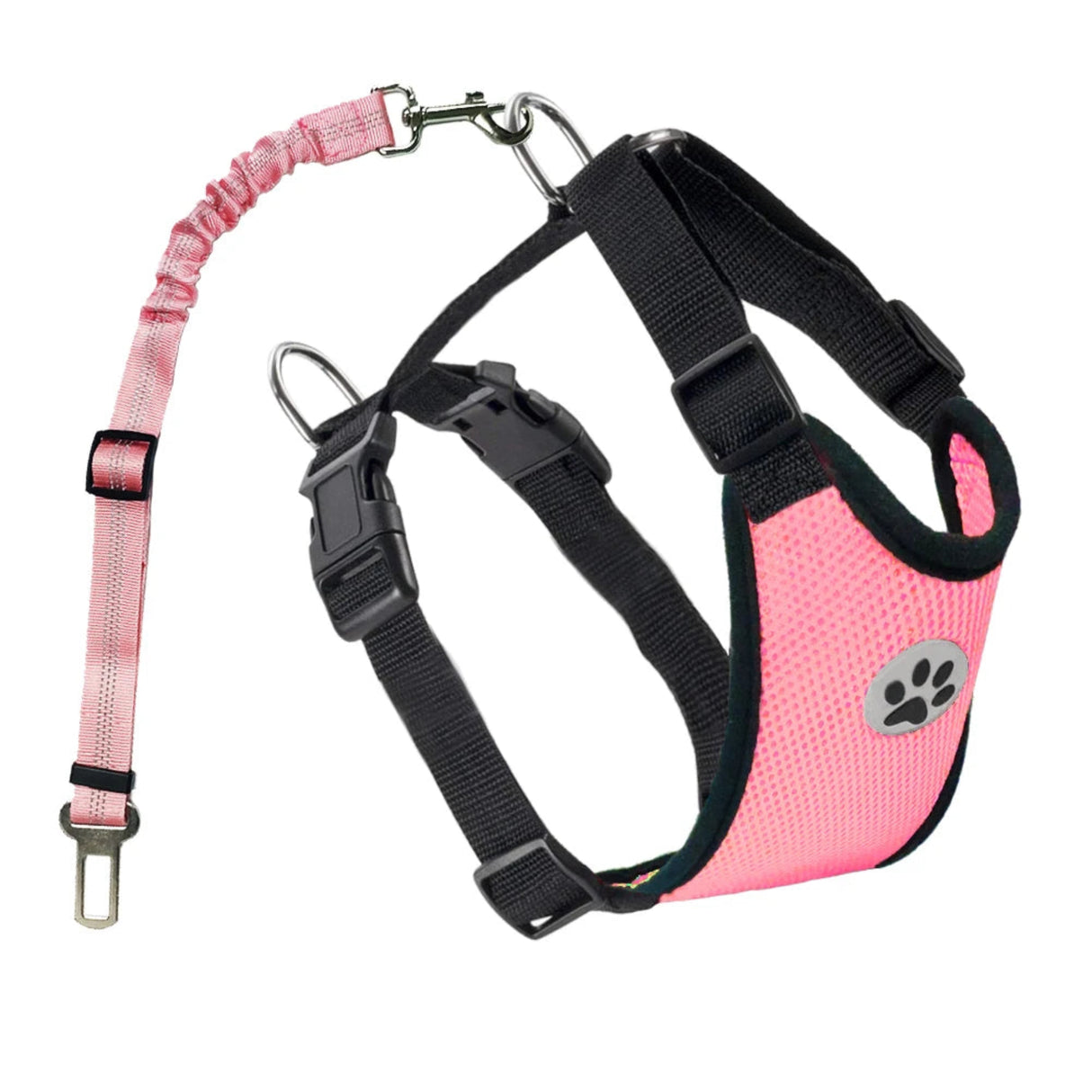 Dog Seatbelt Harness Pet Seat Belt Double Breathable Mesh Cloth Vest Adjustable Dog Connecting Belt and Car Seat Belt Extender