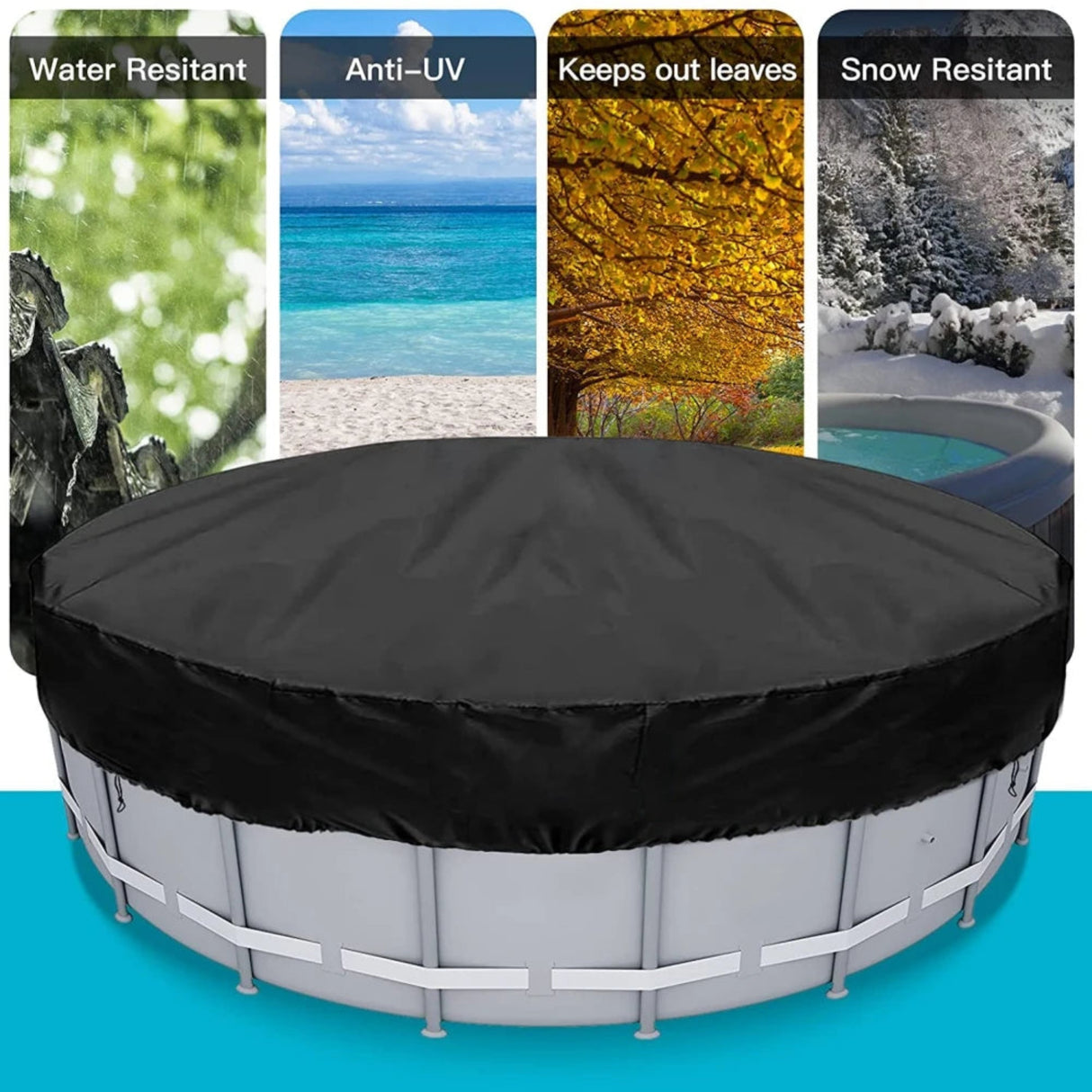 Cubierta para piscina de verano, impermeable, para piscina, película solar a prueba de polvo, para piscina al aire libre, con aislamiento térmico, manta con cordón 