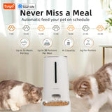 Wi-Fi Enabled 4L Pet Feeder for Cats and Dogs, APP Control, Stainless Steel Bowls, Low Food Alarm, Smart Life