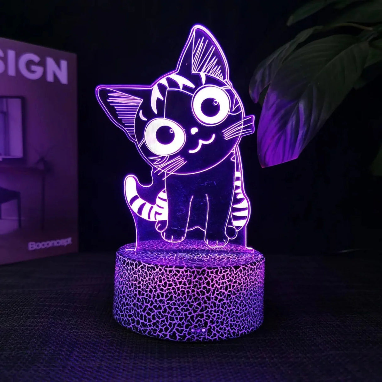 Cheese Cat 3D Illusion Night Light Table Lamp 16 Colors Auto Gradient USB Powered LED Light with Touch Switch Gift for Kids