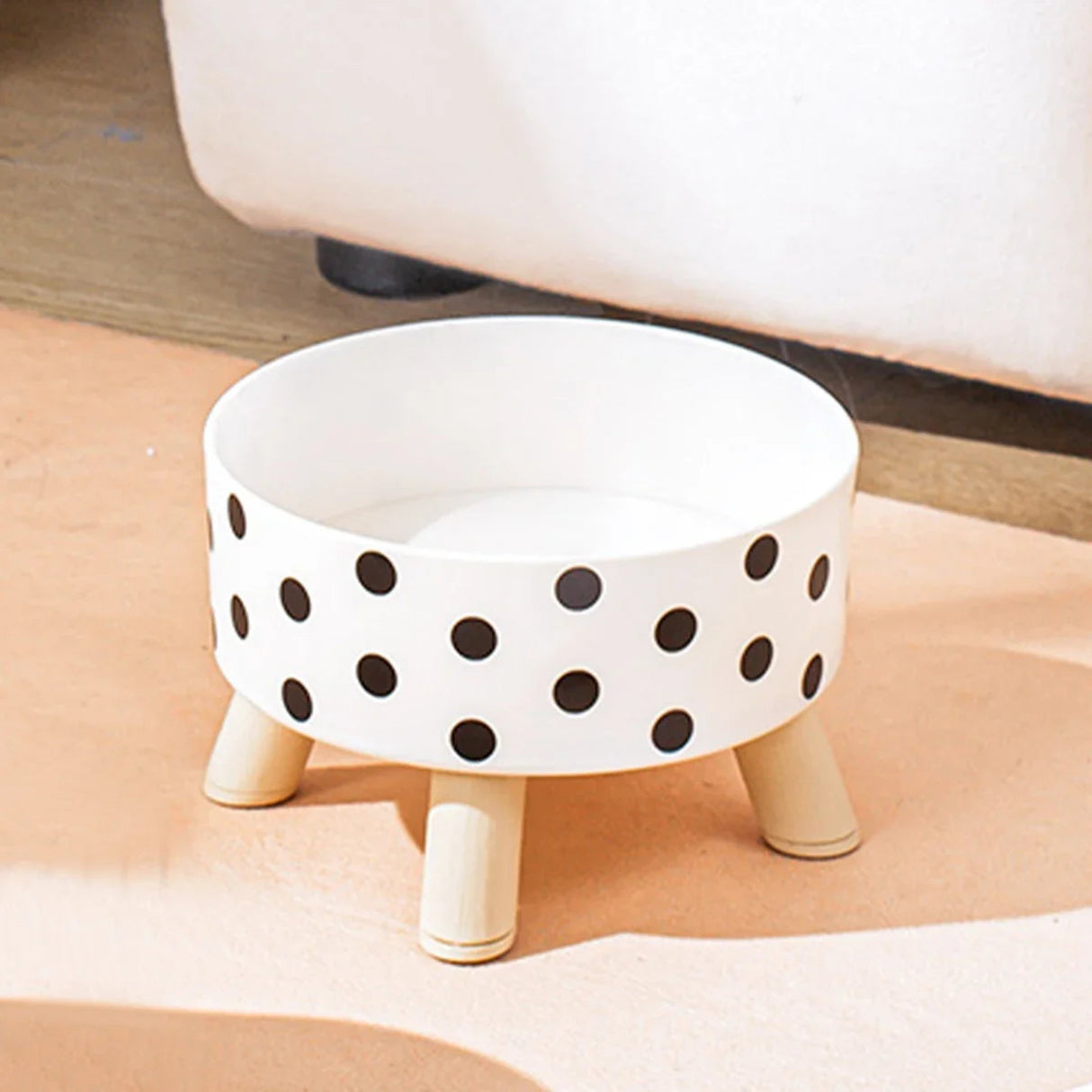 Pet Cat and Dog Plastic Bowl with Polka Dot Checkerboard Pattern, Non-slip and Easy To Clean Large Capacity Not Easy To Tip Over