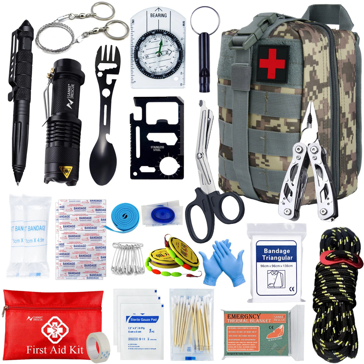 Botiquín de primeros auxilios táctico Accesorios para el coche Kits de supervivencia Equipos de acampada Bolsa médica Bolsa EDC de autodefensa ifak