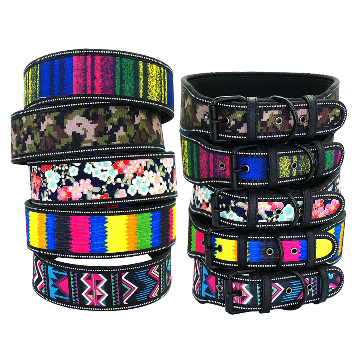 Reflective Puppy Big Dog Collar Adjustable Wide Pet Collars With Buckle For Small Medium Large Dogs Pitbull Greyhound Dog Chain