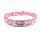 Collar de perro de fibra de gamuza con cristales y diamantes de imitación, cómodo collar con hebilla de aleación de zinc para perros pequeños y gatos, talla XXS-L