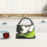 Cute Kitten Pattern Insulated Lunch Bag Reusable, Portable Cooler for Work, , Picnics & Beach Outings Durable Polyester, Han