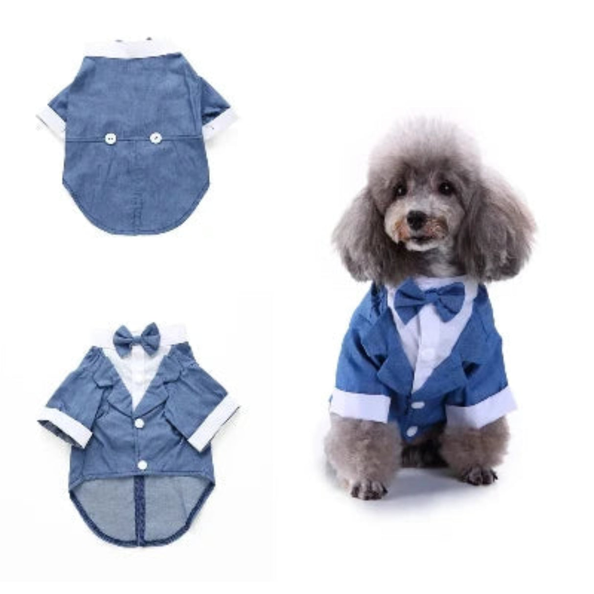 Ropa para perros de caballero, traje de boda para perros, lindo frac, traje para mascotas, esmoquin a rayas para perros, pajarita, disfraz de bulldog francés para Halloween 