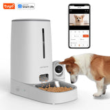 Comedero para mascotas de 4 l con Wi-Fi habilitado para gatos y perros, control mediante aplicación, cuencos de acero inoxidable, alarma de poca comida, Smart Life