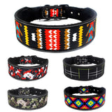 Comfortable Neoprene Padded Dog Collar Reflective Fashion Print Wide Pet Collars Adjustable Heavy Duty Nylon Dog Training Collar