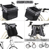 Dog Bike Basket, Small Medium Pets Dog Basket for with Breathable Mesh, Removable Bicycle Basket Front Handlebar Bicycle Basket