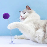 Random Color Cat Feather Spring Ball Toy with Suction Cup Interactive Cat Teaser Wand Cat Toy Cat Scratcher Toy Cat Supplies