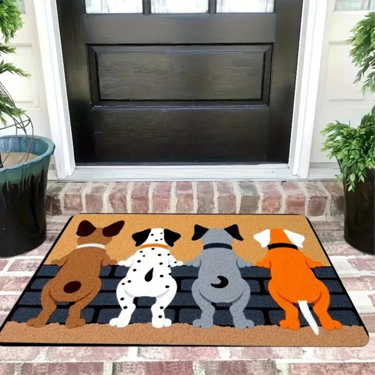 VIKAMA Christmas American-Style Puppy Carpet, For Entrance Hall And Bathroom, Anti-Slip, Warm Floor Mat For Winter, Home Decor