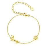 WOSTU Solid 925 Sterling Silver Cute Cat Dog Bracelet For Women Pet Paw Links Girl dachshund Charm Chains Daughter Birthday Gift