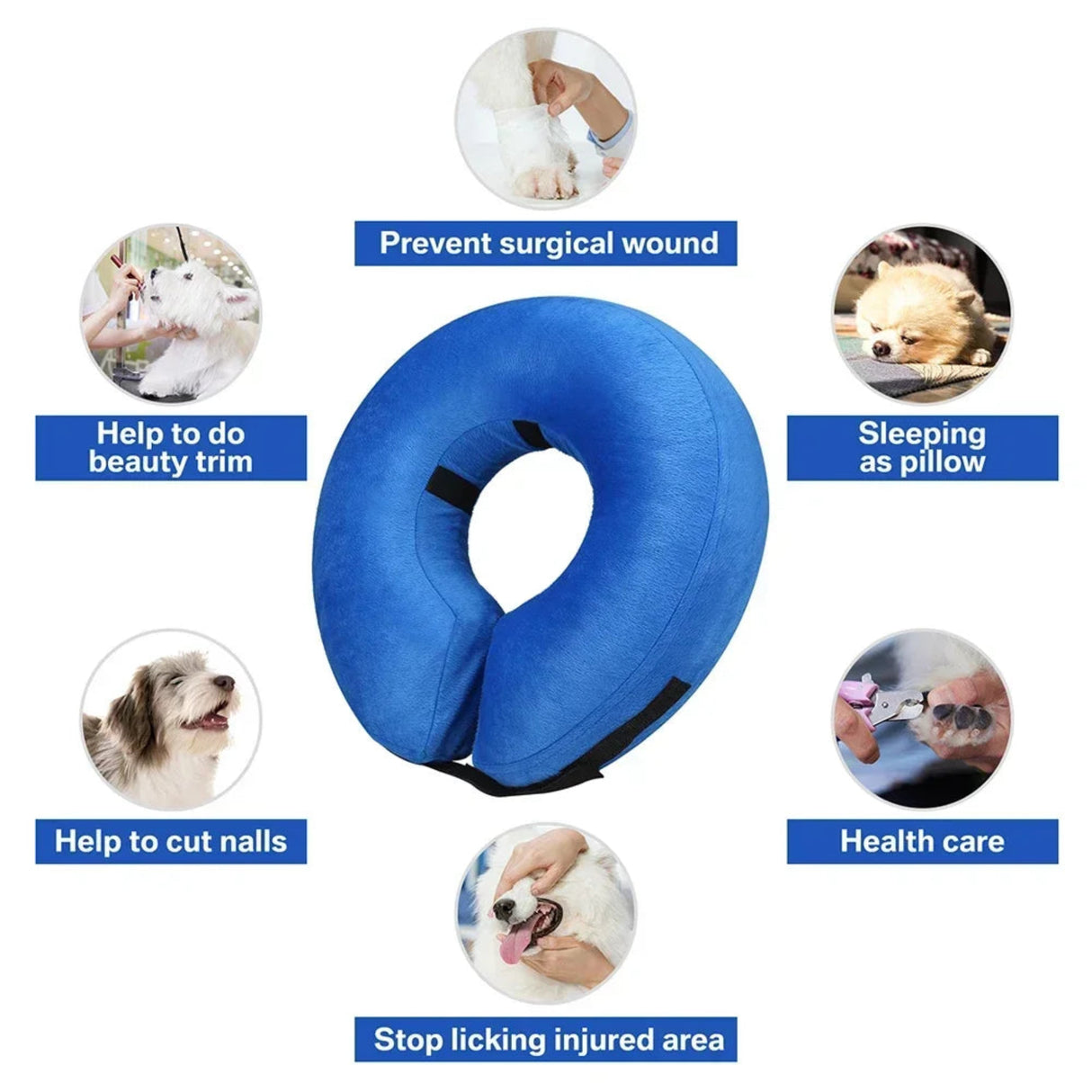 Collar inflable protector para perros y gatos, collar de recuperación suave para después de la cirugía que no bloquea la visión, suministros para mascotas pequeñas, medianas y grandes