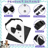 Dog Tuxedo Costume Black Wedding Dog Bandana with Collar Bow Tie Adjustable Tux Formal Dog Clothes for Small Medium Large Dogs